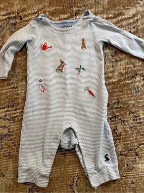 Joules Light Blue & White Striped Baby One-Piece